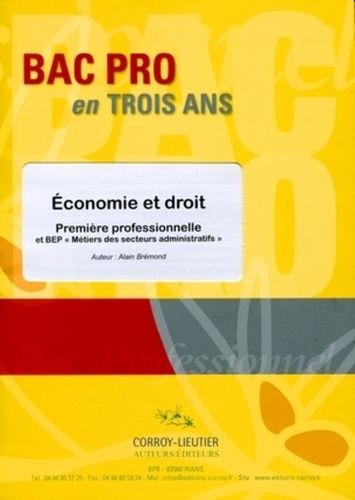 Economie Et Droit 1e Bac Pro Et Bep Métiers Des Secteurs Administratifs