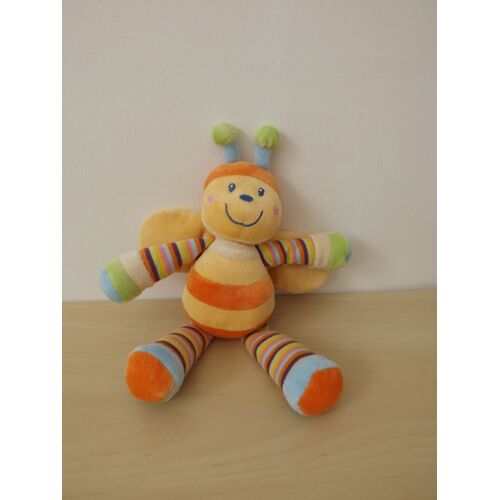 Doudou Papillon Jaune Orange Rayures Multicolor Mots D'enfants