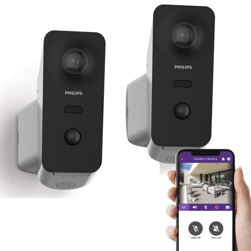 Caméra extérieure motorisée et connectée + autotracking WelcomeEye View Philips 531050 Lot de 2 caméras Philips WelcomeEye View