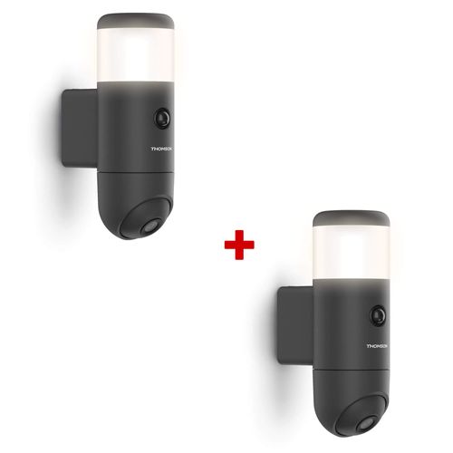 Caméra extérieure connectée, rotative et motorisée avec éclairage intégrée, Thomson, Rheita 100, 512511 Lot de 2 caméras Rheita 100