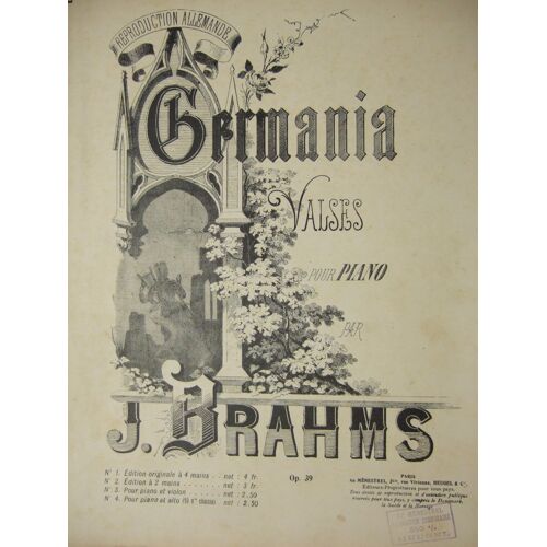 "Germania" Valses Pour Piano A 2 Mains. J. Brahms Op. 39.
