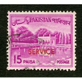 Timbre Oblitéré Pakistan, Service, Postage, 15 Paisa