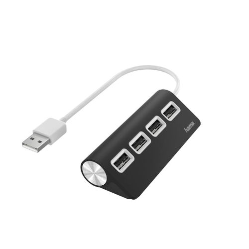 Hub USB, 4 ports, USB 2.0, 480 Mbit/s, noir