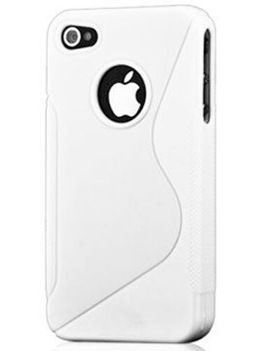 Coque housse étui Iphone 4 4S blanche en silicone + Film de protection d'écran "le S"