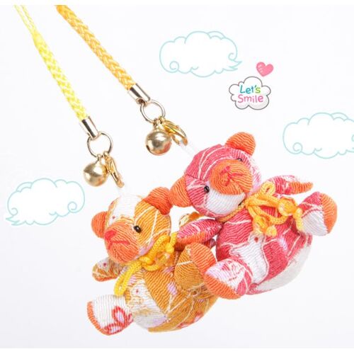 Lot De Deux  Pièces Ours Bijoux Portable Porte Clés Strap Style Japonais Téléphone Porte Charms