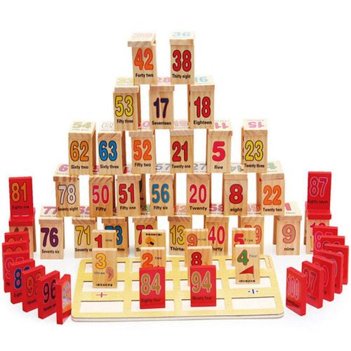 Blocs De Construction En Bois, 100 Pièces, Blocs À Empiler Éducatifs Précoces, Lettres, Chiffres, Animaux, Anglais, Chinois, Jouets #20