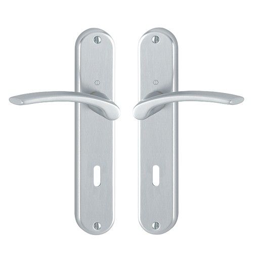 Poignées sur plaques clé L - aluminium chrome satin - ibiza HOPPE