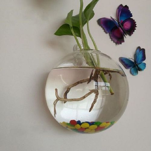 Pot De Fleur Rond Suspendu En Acrylique 10x10cm, Plante Transparente, Aquarium À Bulles, Décoration De La Maison