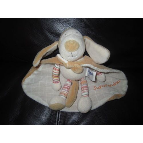 Doudou Peluche Chien Ajena   Super Doudou Avec Sa Cape Marron Clair Beige