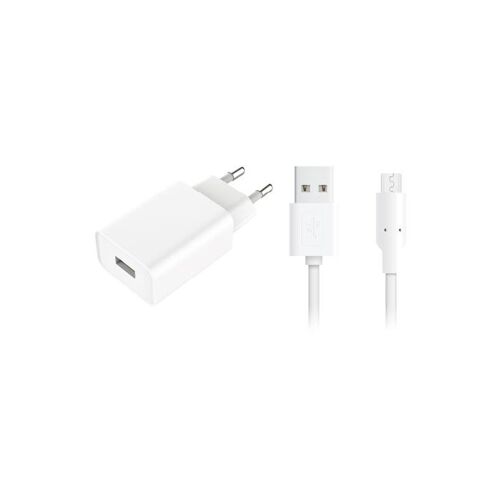 Chargeur Secteur Usb 2.4a Et Câble Micro Usb 1 Mètre On Earz Mobile Gear Blanc