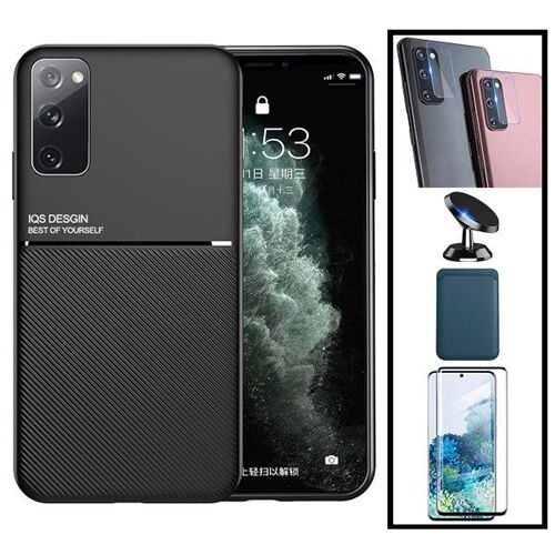 Kit Coque Magnétique Lux + Portefeuille Magnétique Bleu + 5D Full Cover + Film Caméra Arrière + Support Magnétique pour Samsung Galaxy S20 Ultra 5G