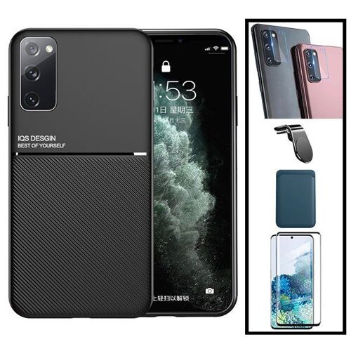 Kit Coque Magnétique Lux + Portefeuille Magnétique Bleu + 5D Full Cover + Film Caméra Arrière + Support Magnétique L pour Samsung Galaxy S20 Ultra 5G