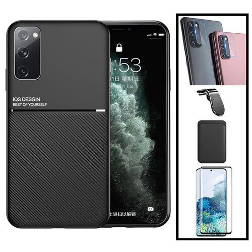 Kit Coque Magnétique Lux + Portefeuille Magnétique Noir + 5D Full Cover + Film Caméra Arrière + Support Magnétique L pour Samsung Galaxy S20 Ultra 5G