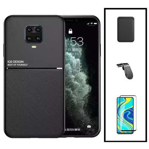 Kit Coque Magnétique Lux + Portefeuille Magnétique Bleu + Film de Verre Trempé 5D à Couverture Complète + Support Magnétique L Conduite en toute sécurité pour Xiaomi Redmi Note 10 Lite