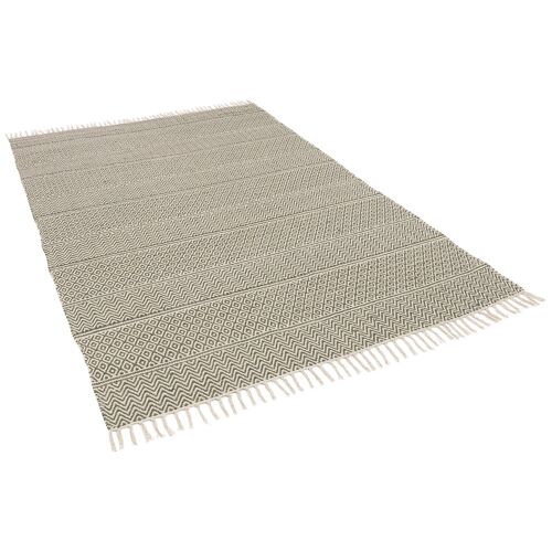 Pergamon Kelim Sandy - Tapis Naturel En Coton - Rayures Vertes Vert 90x160 Cm