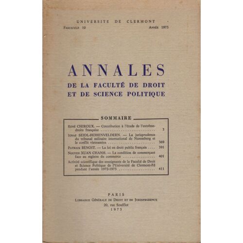 Annales De La Faculté De Droit Et De Science Politique