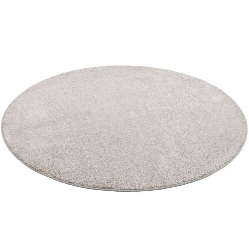 Snapstyle Mona - Tapis À Poils Longs Rond - Velours Gris Argent 133x133 Cm