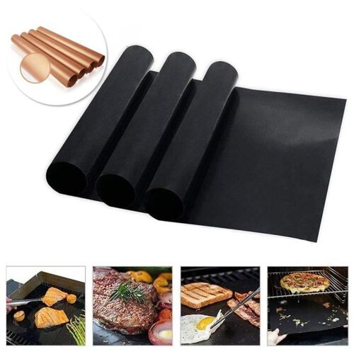 BRONZE Lot de 3 Pièces Tapis Grille de Barbecue Tapis de Cuisson Antiadhésif pour Griller BBQ 40 x 33 cm