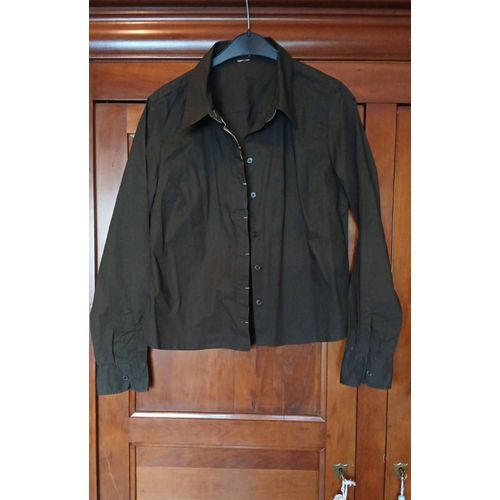 Chemise Marron Foncé Esprit 96% Coton Et 4% Elasthane Femme. T42. Neuve