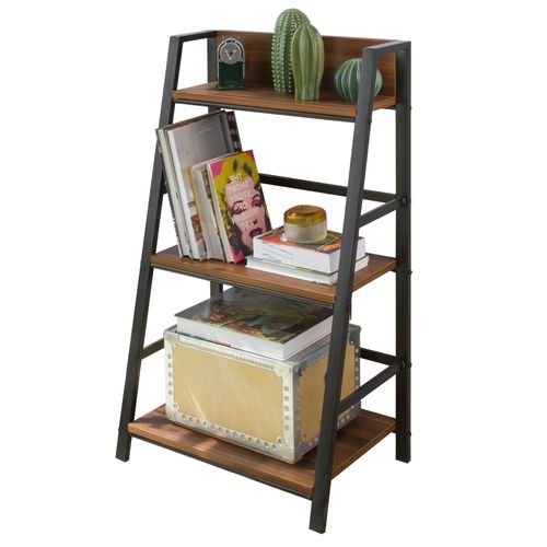 Sobuy Bibliothèque Étagère Échelle À 3 Niveaux Pour Salon Bureau Cuisine Salle De Bain Meuble De Rangement Sur Pieds Armature En Acier, 54 X 35 X 90cm, Str01-N