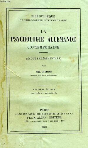 La Psychologie Allemande Contemporaine (Ecole Experimentale)