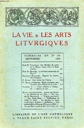 La Vie & Les Arts Liturgiques, N° 129, Sept. 1925