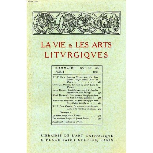 La Vie & Les Arts Liturgiques, N° 80, Aout 1921