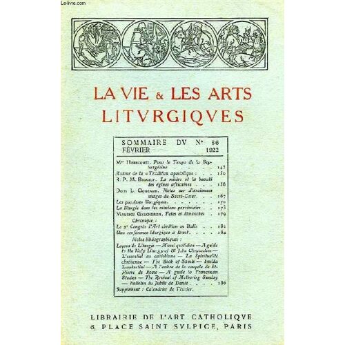La Vie & Les Arts Liturgiques, N° 86, Fev. 1922