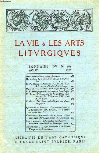 La Vie & Les Arts Liturgiques, N° 104, Aout 1923
