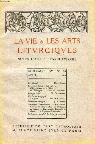 La Vie & Les Arts Liturgiques, N° 56, Aout 1919