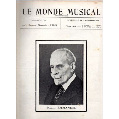 Le Monde Musical 12  31 Décembre 1938