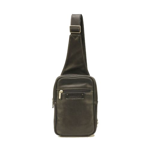 Sacoche asymétrique Arthur et Aston en cuir ref 51168 A Noir 14*41*4