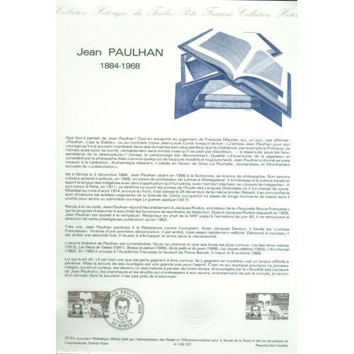 France 1984 - Document Philatélique - Jean Paulhan - 37-84