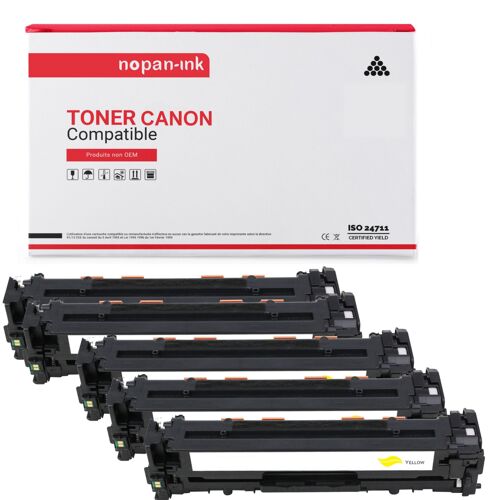 5 Toner pour CANON EP731 (CF210X) (x2) + EP731 (CF211A) + EP731 (CF213A) + EP731 (CF212A) Black x2 + Cyan + Magenta + Jaune BK:2400 CMY:1800 Pages avec Canon Color imageCLASS LBP-7110 cw Canon Laserso