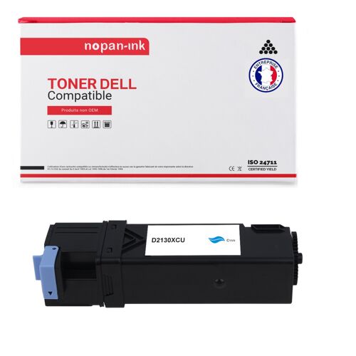 1 Toner pour DELL 593-10313 Cyan 2500 Pages avec Dell 2130cn 2135cn