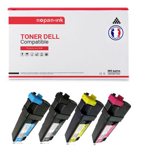4 Toner pour DELL 593-10312 Black + Cyan + Magenta + Jaune 2500 Pages avec Dell 2130cn 2135cn