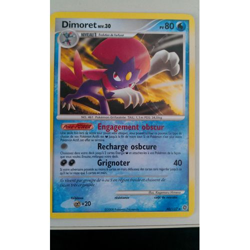 Carte Pokemon : Dimoret 80pv - Diamant & Perle :Merveilles Secretes