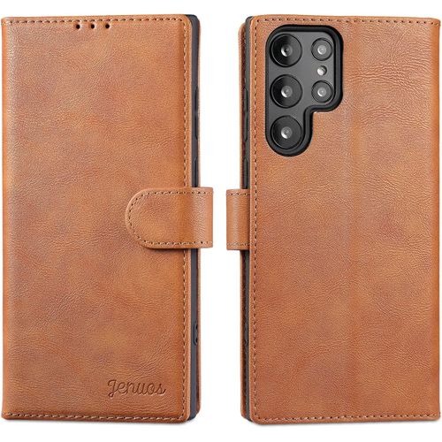 Coque Pour Samsung Galaxy S22 Ultra 5g,Housse Samsung S22 Ultra [Porte Carte][Rfid Blocage],Portefeuille Rabat Galaxy S22 Ultra,Brun,6.8"",(S22u-Sg-Bn)