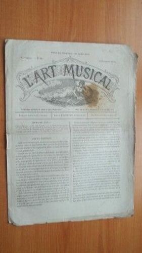 L' Art Musical Para?T Tous Les Jeudis 14e Ann?E N? 35 : 2 Septembre 1875 Publie Deux Morceaux De Chant Et Piano Chaque Mois