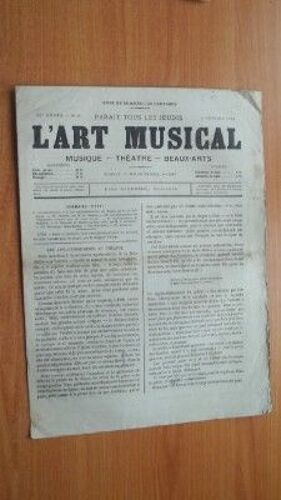 L' Art Musical Musique Th??Tre Beaux-Arts Para?T Tous Les Jeudis 15e Ann?E N? 40 : 5 Octobre 1876