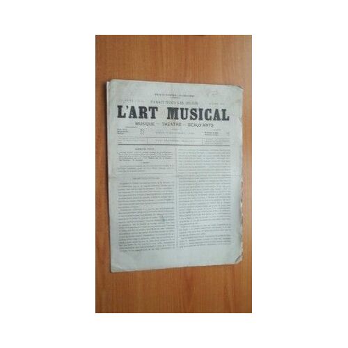 L' Art Musical Musique Th??Tre Beaux-Arts Para?T Tous Les Jeudis 15e Ann?E N? 14 : 6 Avril 1876