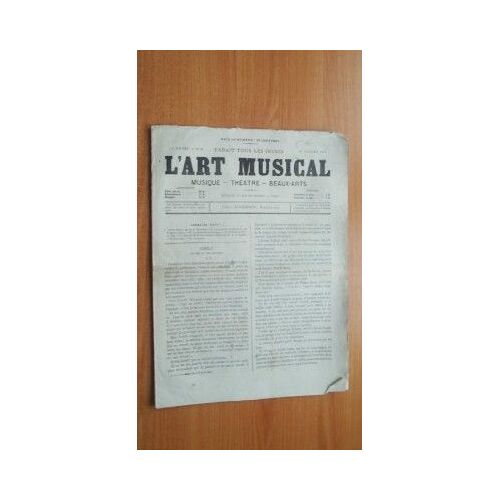 L' Art Musical Musique Th??Tre Beaux-Arts Para?T Tous Les Jeudis 15e Ann?E N? 30 : 27 Juillet 1876