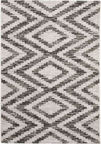 Tapis D'extérieur Cleo Blanc & Noir 240x340 Cm - Tapis Outdoor Pour Balcon, Terrasse Et Jardin