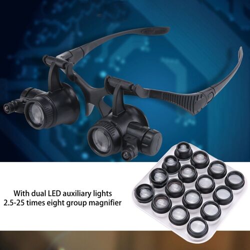 Loupe Avec Lentille Double Lumière Lampe Loupe Bandeau Binoculaire Loupe Lunettes Pour Montre Bijoux Revendeur
