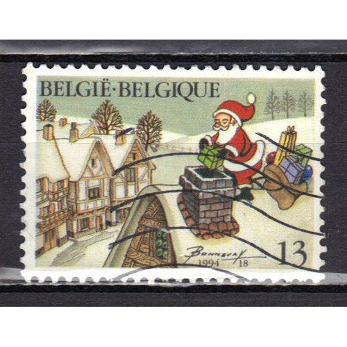 Belgique 1994 : Noël Et Nouvel An : Père Noël Distribuant Ses Cadeaux - Timbre Oblitéré