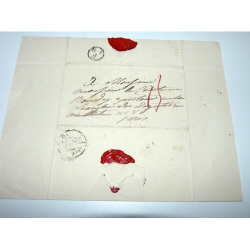 Lettre Avec Sceau De Cire Du 15 Avril 1828 À L'attention Du Conte De Bondy