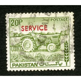 Timbre Oblitéré Pakistan, Service, 20 P, Postage