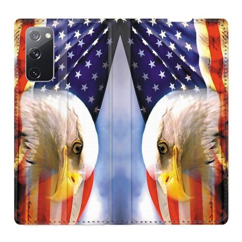 Housse Cuir Portefeuille Pour Samsung Galaxy S20 Fe / S20fe Amerique Usa Aigle
