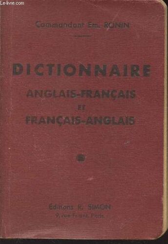 Dictionnaire Anglais-Français Et Français-Anglais