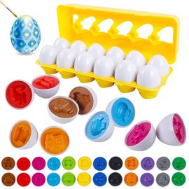 ?ufs Assortis Pâques Plastique ?ufs Cars Voitures De Jouets Montessori Reconnaissance Appariement Ensemble Puzzle Éducatifs Jouets Pâques D'anniversaire/Noël/La Journée Des Enfants Cadeau 12pcs